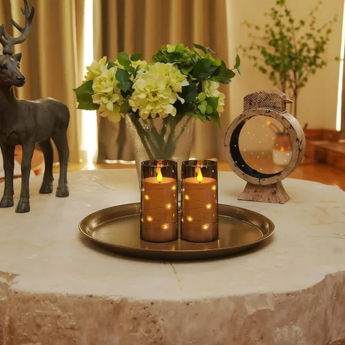 Miniatura 6 de Homemory Velas sin llama con luces de hadas de cadena de estrellas incrustadas, velas que funcionan con pilas, velas LED, velas falsas con control
