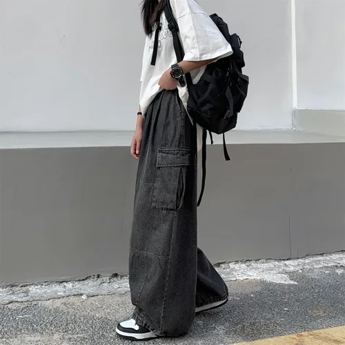 Miniatura 5 de Y2K - Pantalones de mezclilla holgados Emo Cyber Cargo Grunge Vintage Demin Ropa estética Hiphop Jogger Pantalones deportivos góticos Streetwear