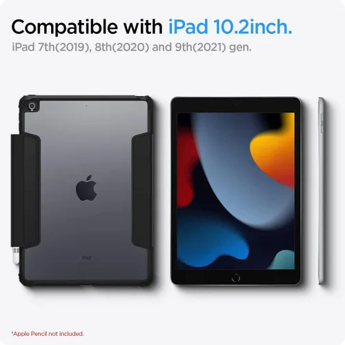 Miniatura 2 de Spigen Funda para iPad 10.2, iPad de 9ª/8ª/7ª generación (2021/2020/2019), Ultra Hybrid Pro con parte trasera transparente y soporte para lápices