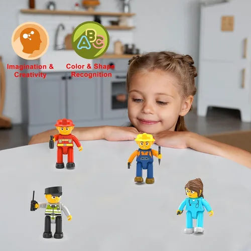 Miniatura 7 de Picasso Toys - Figuras de acción magnéticas de personajes de 4 piezas de astronauta para bloques de construcción, juego de juguetes para niños