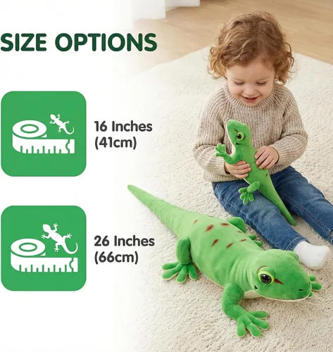 Miniatura 2 de Day Geckos - Peluche de lagarto realista de 16 pulgadas, peluche de lagarto Geckos de simulación, peluche de cola geckos suave, juguetes de animales