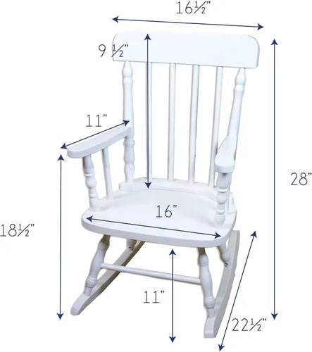 Miniatura 2 de My Bambino Mecedora de madera personalizada para niños, mecedora para niñas, mecedora de madera blanca Silla para niños pequeños con nombre
