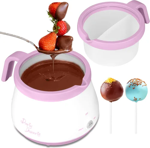 Miniatura 7 de Party Desserts Olla de fusión de caramelo y chocolate con 2 ollas, olla de fondue eléctrica mini, derrite caramelo y chocolate en un par de minutos