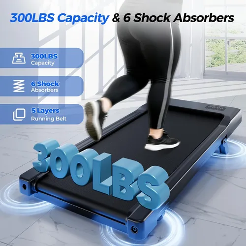Miniatura 6 de SupeRun Walking Pad with Incline, 3 in 1 Under Desk Treadmill for Home/Office, 2.5 HP Quiet Portable Mini Treadmill with Remote & LED Display, 300