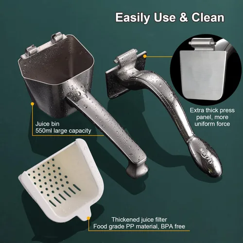 Miniatura 6 de SUCCFLY Exprimidor de Limón de Acero Inoxidable, Exprimidor Manual de Cítricos Lima Naranja Exprimidor de Frutas Mango Ergonómico Resistente Ahorro