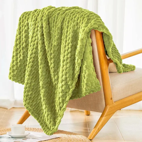 Miniatura 3 de Bnuitland - Manta de franela verde con estampado de frutas (50x40 pulgadas), 300 GSM, manta de forro polar cálida, suave y ligera para cama o sofá