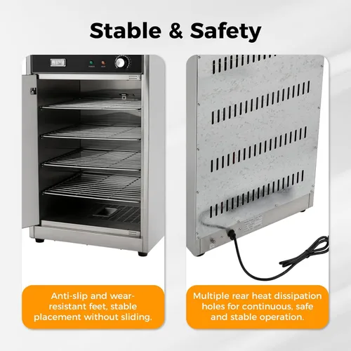 Miniatura 7 de Calentador de alimentos de caja caliente, horno eléctrico de calentamiento comercial de 5 estantes, armario de sujeción con calefacción de encimera