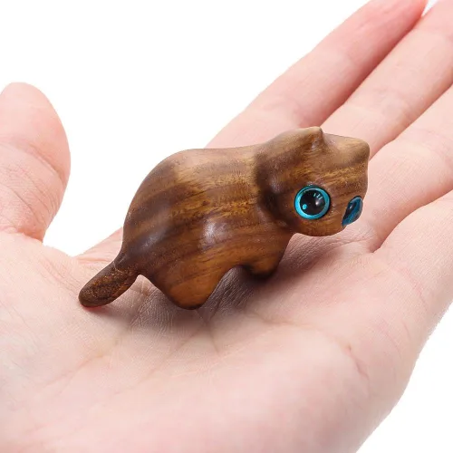 Miniatura 7 de gofidin Gato tallado en madera hecho a mano, gatito tallado a mano, estatua de madera, estatua de gato, manualidades, estatuas conmemorativas