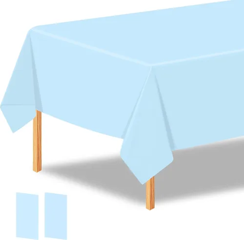 Miniatura 23 de 2 manteles de plástico color beige, 54 x 108 pulgadas, rectangular, desechables, para cumpleaños, bodas, pícnic, fiestas de vacaciones