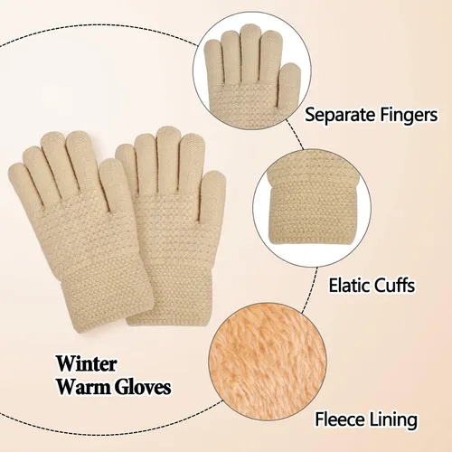Miniatura 4 de Conjunto de gorro de invierno para niños, bufanda y guantes con forro polar para niñas de 1 a 5 años