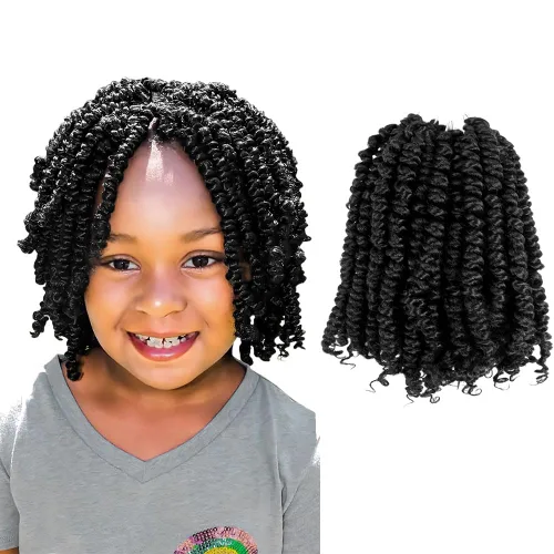 Pelo Passion Twist de 6 pulgadas, trenzas de ganchillo cortas pretrenzadas, paquete de 8 paquetes (1#/negro azabache)