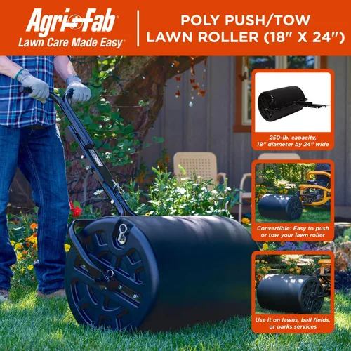Miniatura 12 de Agri-Fab Rodillo de césped de 18 pulgadas x 24 pulgadas, empuje/remolque detrás de polietileno, capacidad de agua de 250 libras con marco de acero