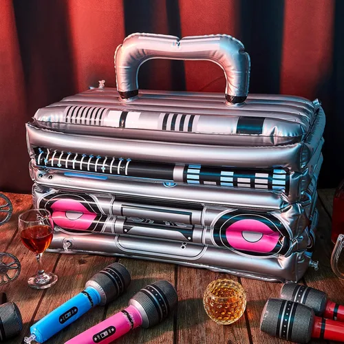 Miniatura 4 de Cunhill 1 Pieza Enfriador de Bebidas Inflable Boom Box Decoraciones de Fiesta Temática de Verano de los 80s 90s Enfriador Inflable Radio Boom Box
