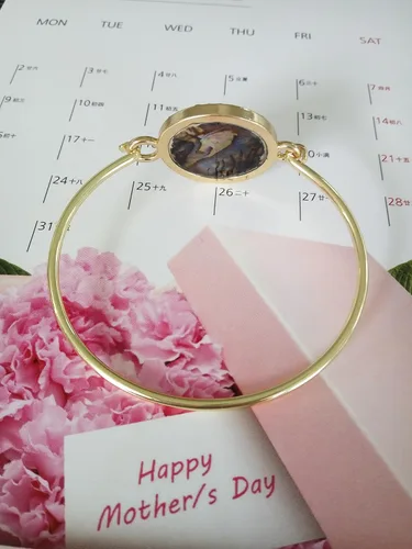 Miniatura 3 de MANZHEN Pulsera de cristal con diseño de estrella de David de abulón con dije judío
