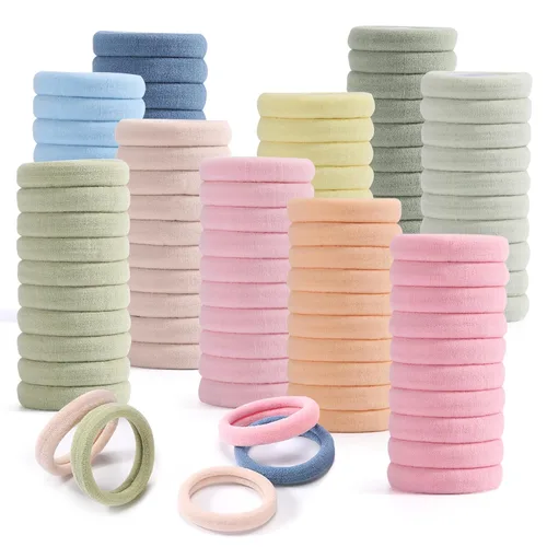 100 PCS Accesorios Elásticos para el Cabello - Bandas de Cabello de Algodón Sin Costuras, Sujetadores Suaves de Cola de Caballo para Cabello Color
