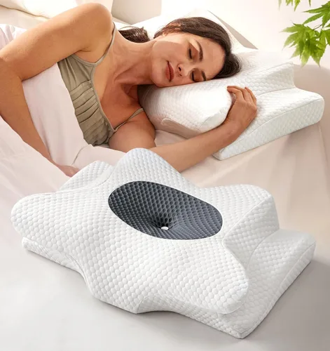 Miniatura 9 de Sleep Doctor - Almohada cervical para dormir, almohada ergonómica para dormir de lado, almohada ortopédica refrescante para aliviar el dolor, Azul