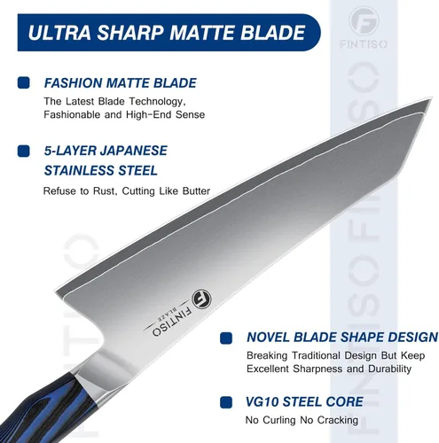 Miniatura 4 de FINTISO - Cuchillo de chef de 8 pulgadas, cuchillo de cocina de gama alta con mango G10, cuchillo de cocina profesional de acero inoxidable japonés