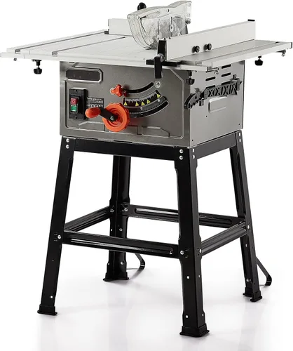 Sierra de mesa, sierra de mesa portátil de 10 pulgadas y 15 amperios de 1800 W, velocidad de corte de hasta 5000 RPM, corte cruzado de 90° y corte