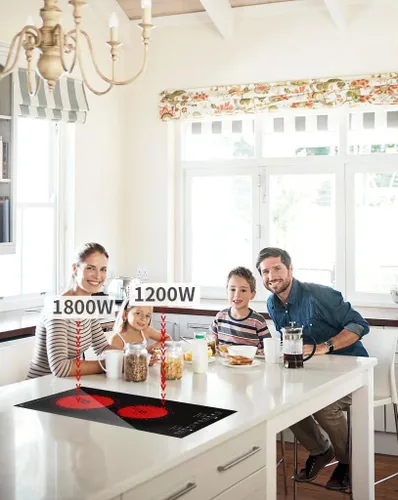 Miniatura 7 de Estufa eléctrica, estufa eléctrica de 2 quemadores con pantalla táctil LED, 9 niveles de calefacción, temporizador, bloqueo para niños, aislamiento