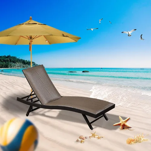 Miniatura 8 de Domi - Juego de 2 tumbonas para exteriores, de aluminio, acolchadas, de espuma de secado rápido, con respaldo ajustable para playa, piscina, césped