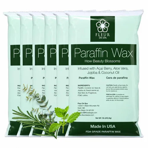 fleur de spa - Recambio de cera de parafina – infundida con acai, aceite de coco, jojoba y aloe fabricado en Estados Unidos (romero, menta y