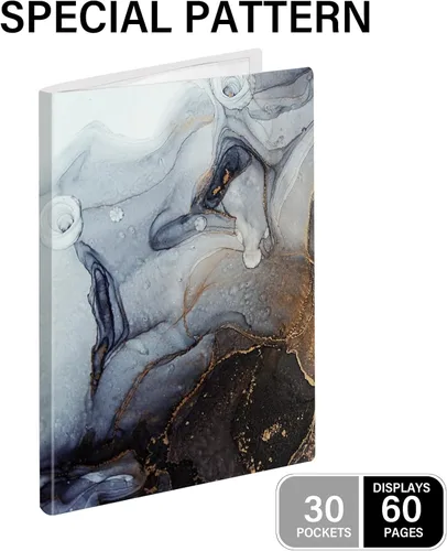 Miniatura 3 de Carpeta con fundas de plástico, carpeta con fundas de plástico de 30 bolsillos, libros de presentación de 8.5x11, muestra 60 páginas, carpeta