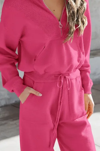 Miniatura 146 de PRETTYGARDEN Conjunto de suéter de 2 piezas para mujer, sudadera con cremallera, pantalones deportivos, ropa casual