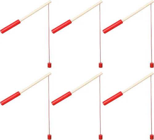 Miniatura 10 de Sumind 6 cañas de pescar magnéticas de madera para niños con ganchos magnéticos, juguete de verano, playa, piscina, actividad, regalos para jardín