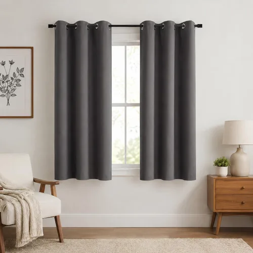 Miniatura 31 de Aquazolax Cortinas opacas de 45 pulgadas de largo, juego de 2 paneles para guardería, cortinas de tratamiento de ventanas con aislamiento térmico