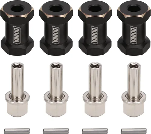 Miniatura 9 de INJORA Hub hexagonal RC de 0.472 in, ruedas de latón, extensión de cubo hexagonal, adaptador de unidad hexagonal negra para 1/10 RC Crawler Axial