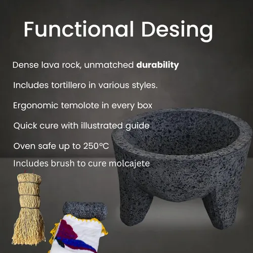 Miniatura 3 de La roca volcánica original Molcajete Mexicano Hecho a mano de auténtica roca de lava en México - Molcajete de Piedra volcanica - Molcajete Mortero