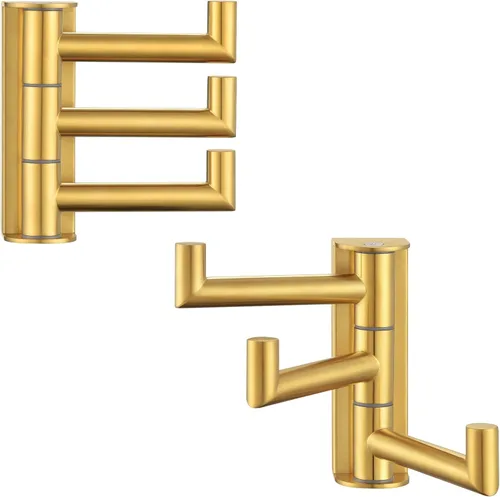 Miniatura 12 de APLusee Gancho giratorio para toalla, gancho plegable de acero inoxidable 304 con tres brazos giratorios, colgador de almacenamiento flexible
