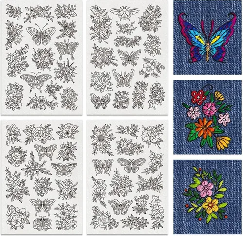 Miniatura 13 de BENECREAT 4 Estilo 104 Piezas A-Z Alfabeto de Flores Solubles en Agua, Estabilizadores de Bordado Desmontables de Patrón Boho para Encaje, Camisas