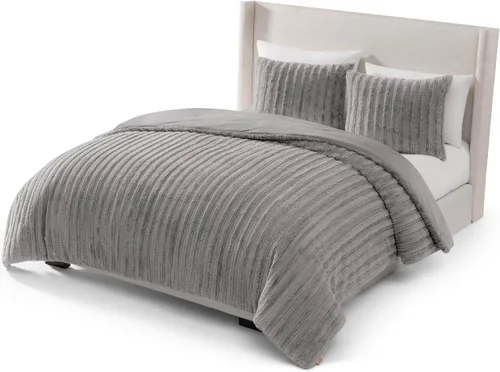 UGG Juego de edredón Full/Queen con 2 fundas de almohada, ropa de cama de pelo sintético suave, cálido, edredón alternativo de plumón lavable,