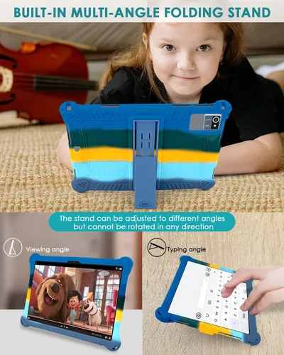 Miniatura 4 de DETUOSI Funda de silicona para tablet Okaysea de 10,1 pulgadas con lápiz stylus y correa para el hombro, funda con soporte multiángulo, funda suave