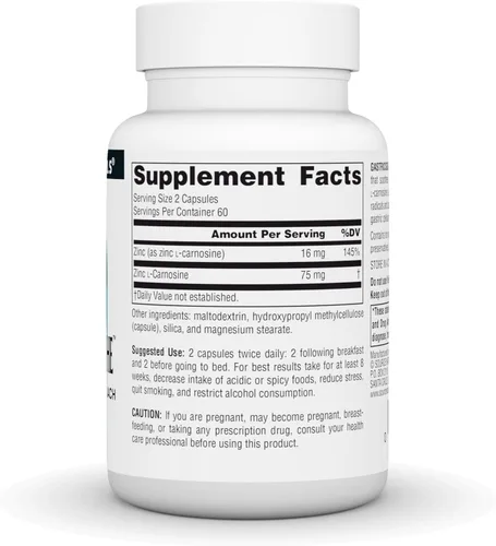 Miniatura 2 de Source Naturals GastricSoothe Zinc L-Carnosina - 120 cápsulas vegetales
