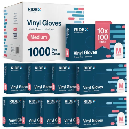 Miniatura 7 de Ridex Guantes desechables de vinilo transparente sin látex [100 unidades] sin polvo, guantes multiusos sin polvo, guantes de caja dispensadora, 100