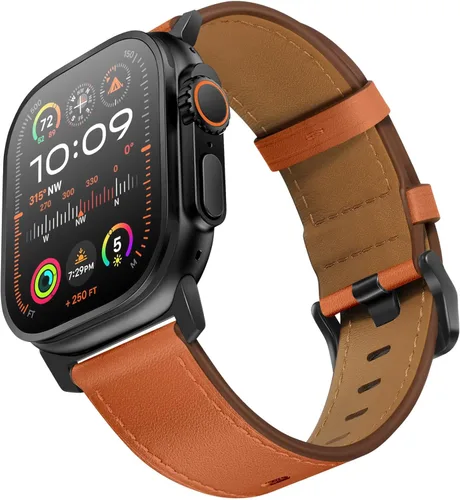 Miniatura 24 de UUPWPOKT - Correa de cuero compatible con Apple Watch Ultra 3/2/1 de 49/46/45/44/42 mm, correa de cuero genuino para iWatch Ultra Series 11 10 9 8 7