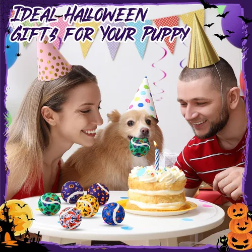 Miniatura 6 de Civaner 36 juguetes de Halloween para perros a granel, pelotas de tenis chirriantes de 2.5 pulgadas para perros pequeños, medianos y grandes