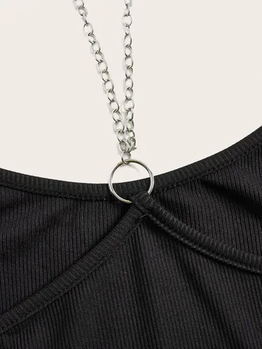 Miniatura 4 de SOLY HUX Women's Y2k Gothic Chain Cami Crop Top Sleeveless Sexy Tank Tops Camisole Clubwear Outfit