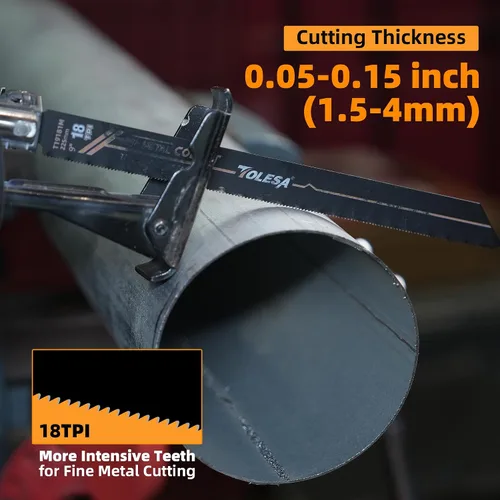 Miniatura 5 de TOLESA M42 - Hojas de sierra recíproca bimetálicas de metal de 8.858 in 18TPI Sierra recíproca con cobalto para corte fino de metal, perfecto