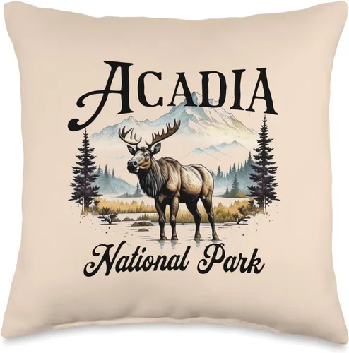 Acadia National Park Maine USA Outdoor Vintage Acadia National Park - Almohada de 16 x 16 pulgadas, multicolor