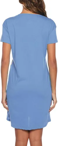 Miniatura 4 de ENJOYNIGHT Camisón de dormir para mujer, camiseta de dormir de manga corta para dormir, camisón de algodón