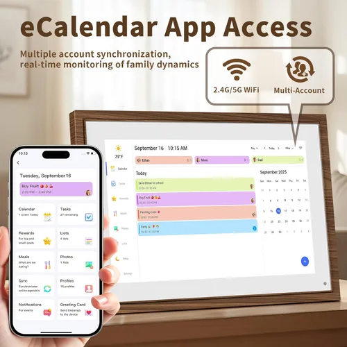 Miniatura 5 de Calendario Digital de 10.1 Pulgadas Tabla de Tareas con Pantalla Táctil - Pantalla Interactiva Full HD, Planificador Familiar Montable en Pared