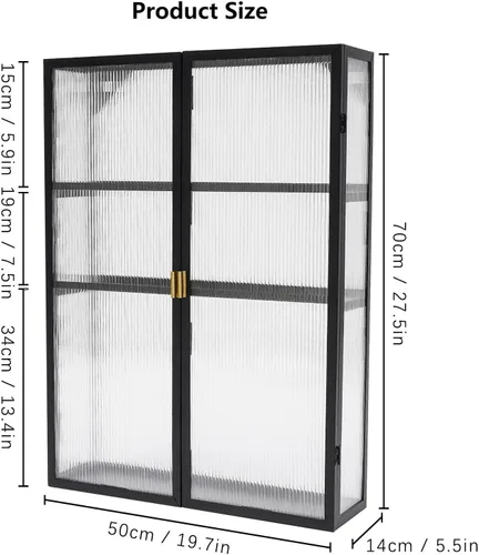 Miniatura 7 de Gdrasuya10 Organizador de armario colgante para montar en la pared, armario de cocina de metal con puertas acrílicas para comedor, cocina, baño
