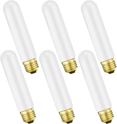 Miniatura 13 de Bombilla LED T10 de 11.8 pulgadas, base E26, ópalo mate de porcelana, blanco cálido 2700K, regulable Edison 6W, bombilla tubular LED, 500LM, T10