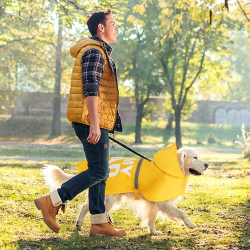 Miniatura 6 de Impermeable para perros con bonito estampado, impermeable, reflectante, ajustable para perros pequeños, medianos y grandes (amarillo, pequeño)