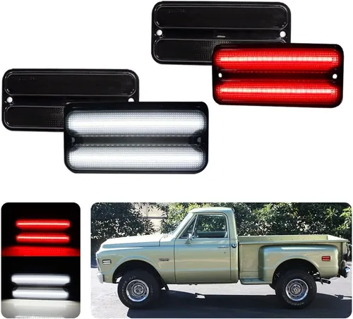 Miniatura 10 de Compatible con 1968 1969 1970 1971 1972 Chevy GMC Pickup Trucks Luces de Marcador Lateral del Parachoques Delantero/Trasero Completas Lámparas LED