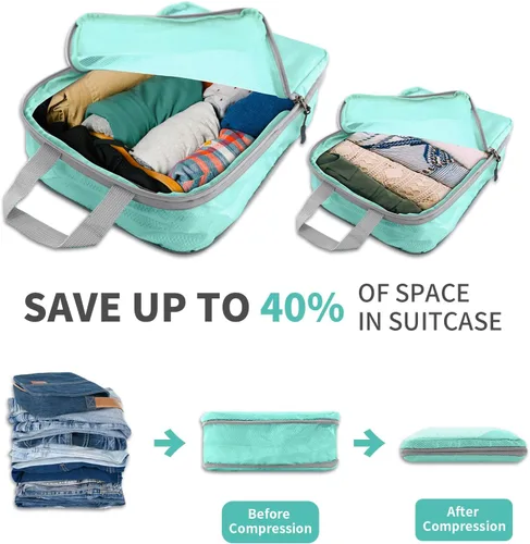 Miniatura 2 de BRAQ Juego de 6 cubos de compresión para maletas, bolsas organizadoras de viaje para equipaje, bolsas de compresión de viaje para empacar como