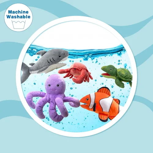 Miniatura 5 de Marioneta de cangrejo en T, marioneta de cangrejo CRA de 13 pulgadas para niños, marionetas de peluche realistas, juguetes de cangrejo rellenos CRA